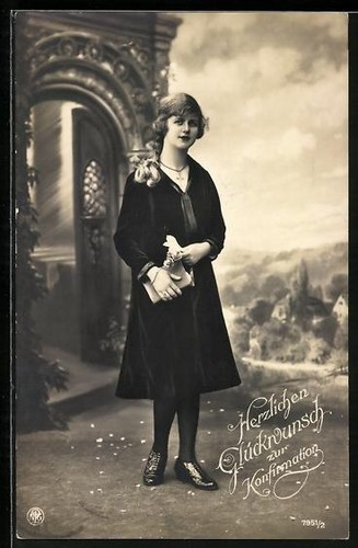 Girl dark dress with - in,