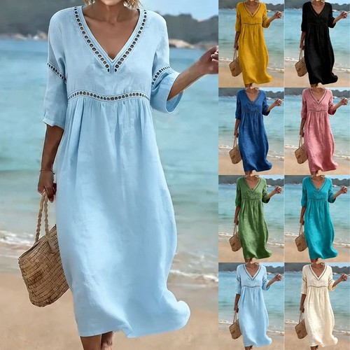 Womens neck linen cotton - linen,