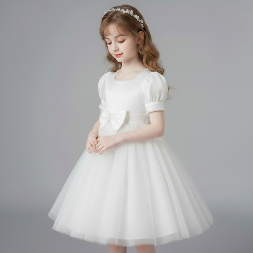 White flower girl - white,